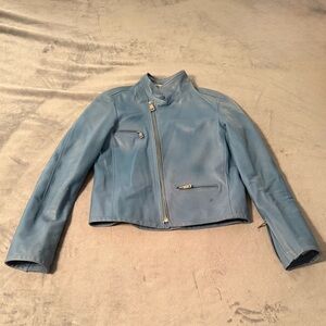 Jil Sander Light Blue Leather Jacket